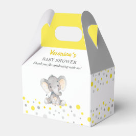 Caixinha De Lembrancinhas Chuva de Amarelo Cinza Elefante Bolinha Neutro Bab