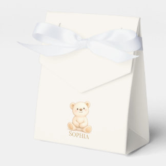 Caixinha De Lembrancinhas Chuva de Bebê Boho Urso Teddy Neutro
