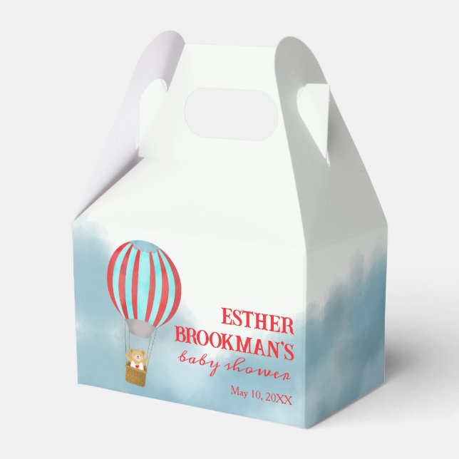 Caixinha De Lembrancinhas Chuva de Bebê do Ursinho Fofo Voando Sobre as Nuve (Frente)