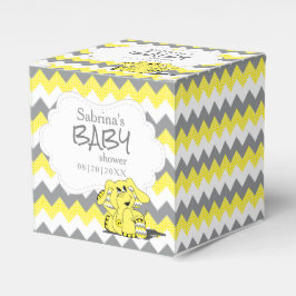 Caixinha De Lembrancinhas Chuva de Bebê Elefante com Chevron Amarelo e Cinza