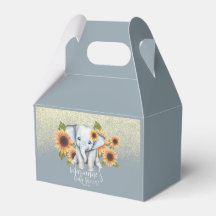 Chuva de Bebê Elefante Girassol Brilho Azul Poeire