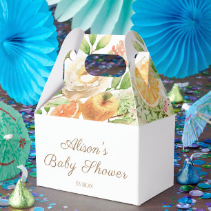 Caixinha De Lembrancinhas Chuva de Bebê Menina com Greenery e Rosa Amarela