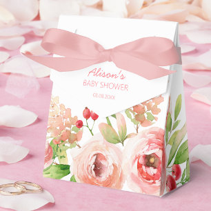 Caixinha De Lembrancinhas Chuva de Bebê Menina com Greenery e Rosa Floral