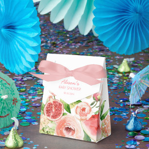 Caixinha De Lembrancinhas Chuva de Bebê Menina com Greenery e Rosa Pink
