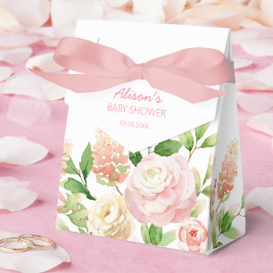 Caixinha De Lembrancinhas Chuva de Bebê Menina Floral Elegante Rosa Rosa