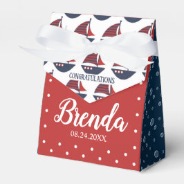 Caixinha De Lembrancinhas Chuva de Bebê Náutica Azul e Vermelha 3"l x 1,5"c 