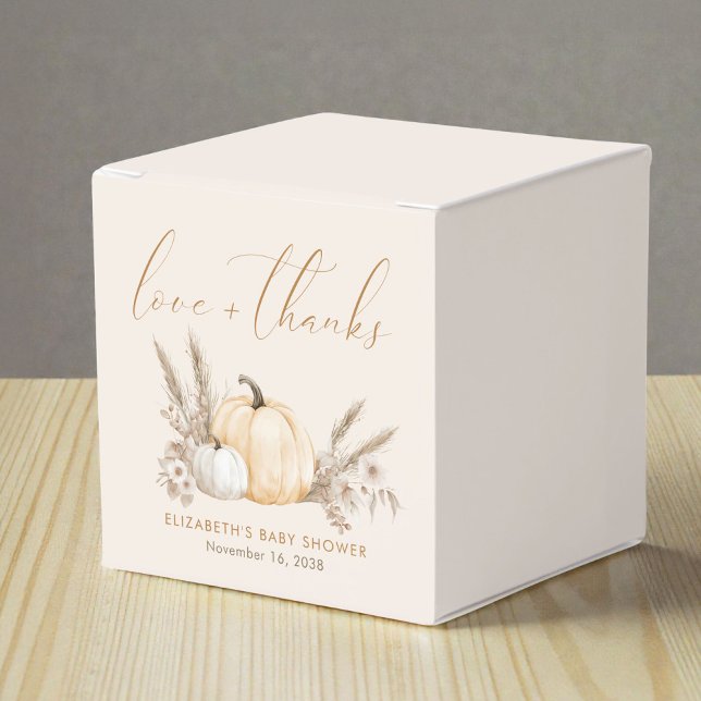 Caixinha De Lembrancinhas Chuva de Bebê Pequena Abóbora de Outono (Little Pumpkin Fall Baby Shower Favor Boxes)