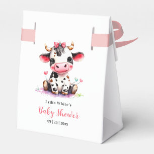 Caixinha De Lembrancinhas Chuva de Bebê Vaca Minimalista Rosa Menina baby sh