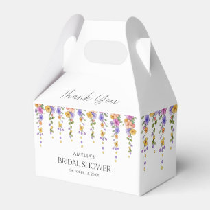 Caixinha De Lembrancinhas Chuva de Noiva Botânica Floral com Vinheta em Aqua