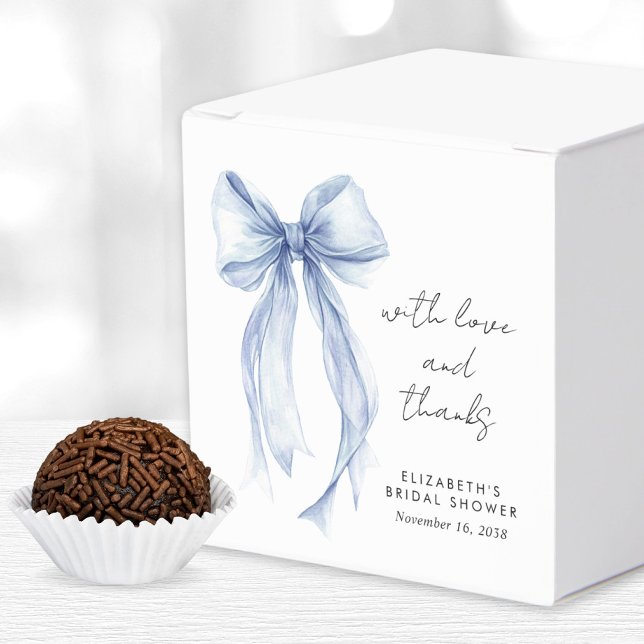 Caixinha De Lembrancinhas Chuva de Noiva em Aquarela Azul Coquete com Laço (Criador carregado)