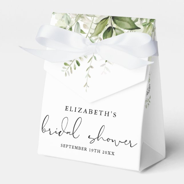 Caixinha De Lembrancinhas Chuva de Noiva Floral Verdant Script (Frente)