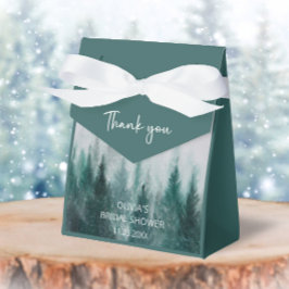 Caixinha De Lembrancinhas Chuva de Noiva Floresta de Pinheiros Aquarela Verd