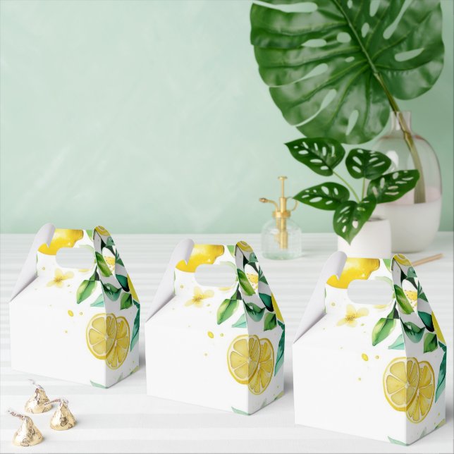 Caixinha De Lembrancinhas Chuva de noiva moderna em tons de amarelo com flor (Múltiplo)