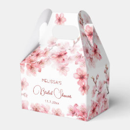 Caixinha De Lembrancinhas Chuva de Noiva Rosa Branca com Aquarela de Flor de