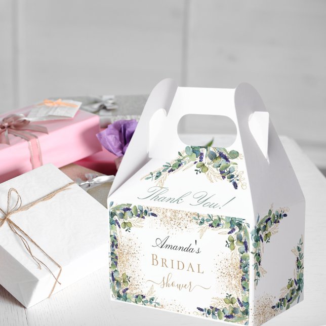 Caixinha De Lembrancinhas Chuva de presentes de noiva eucalipto dourado bril (Criador carregado)