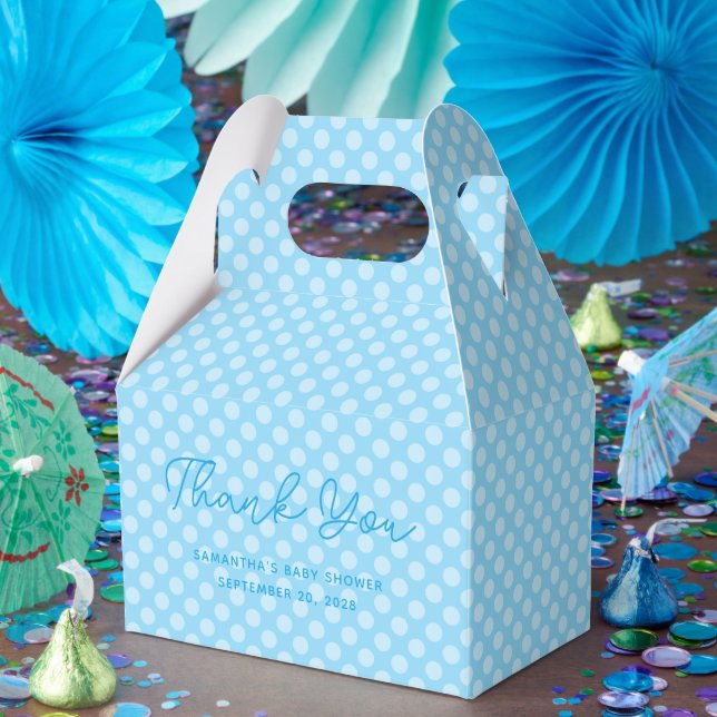 Caixinha De Lembrancinhas Chuveirinho de Bebê Baby Blue com Bolinhas Obrigad (Festa)