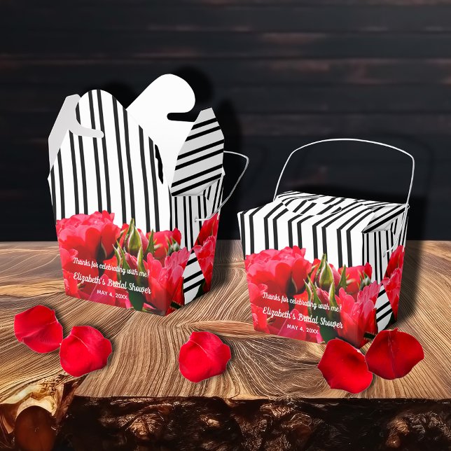 Caixinha De Lembrancinhas Chuveiro de Noiva Red Roses Derby Take Out (Take out favor box: 2"w x 2"l x 2.75"h, shipped flat, some assembly required.)