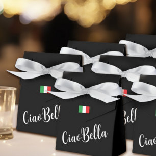 Caixinha De Lembrancinhas Ciao Bella Escrita Italiana Elegante Preta