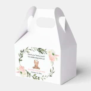 Caixinha De Lembrancinhas Cintura verde-rosa, ursinha floral