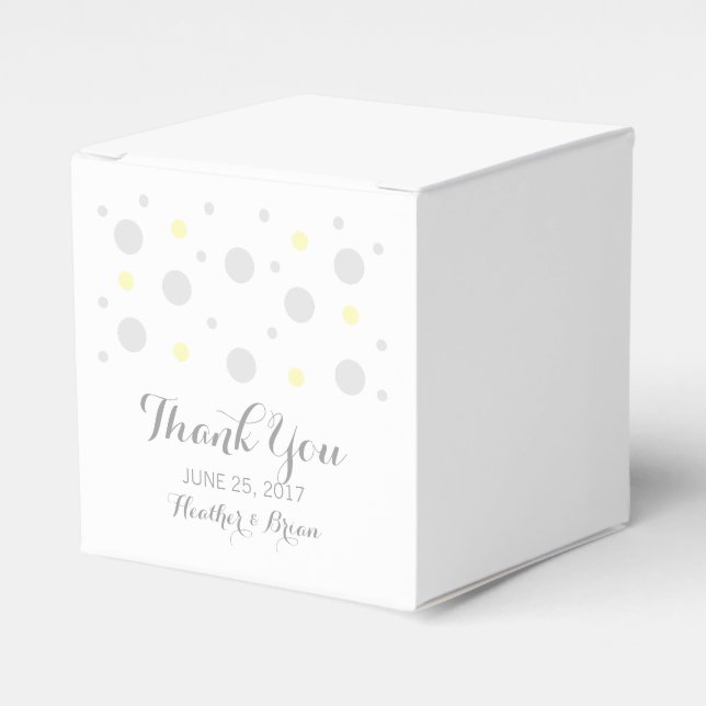 Caixinha De Lembrancinhas Cinza Amarelo Confetti Boxes (Frente)