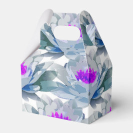 Caixinha De Lembrancinhas Cinza e padrão de flores roxas