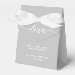 Caixinha De Lembrancinhas Cinza Simples e Elegante De Casamento De Amor ScrI