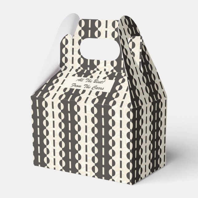 Caixinha De Lembrancinhas Círculos em Listras - Gable Creme Carvão (Frente)