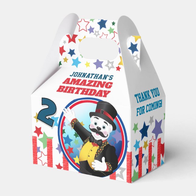 Caixinha De Lembrancinhas Circus Polar Bear Ringmaster Favor Boxes (Frente)