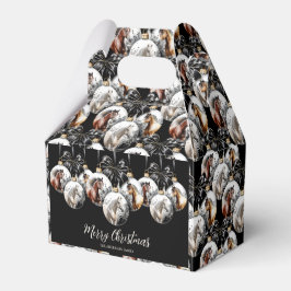 Caixinha De Lembrancinhas Citação de Natal dos cavalos preto e dourado