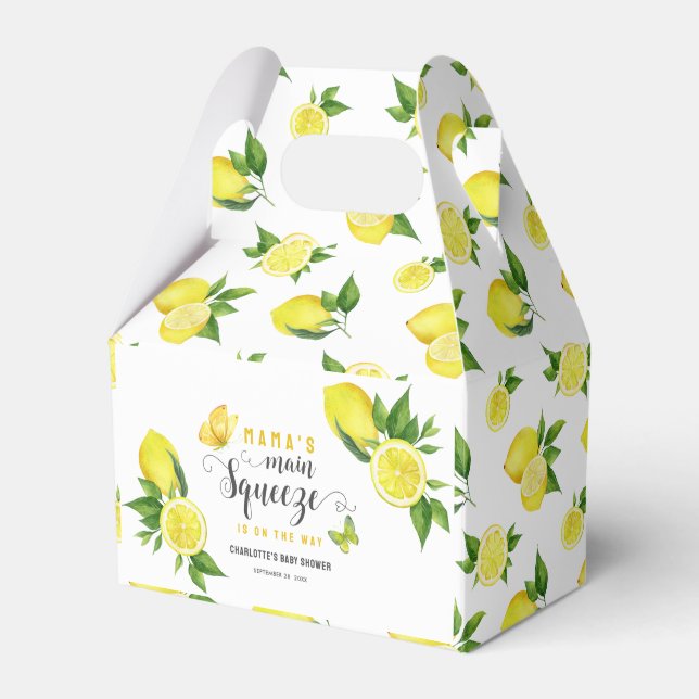 Caixinha De Lembrancinhas Citro de limão-Chá de fraldas-preto (Frente)