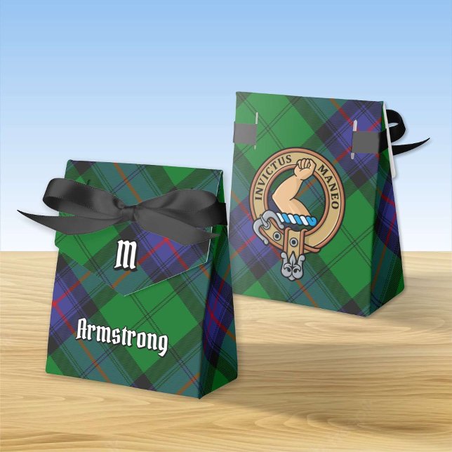 Caixinha De Lembrancinhas Clan Armstrong Crest sobre Tartan Favor Box (Criador carregado)