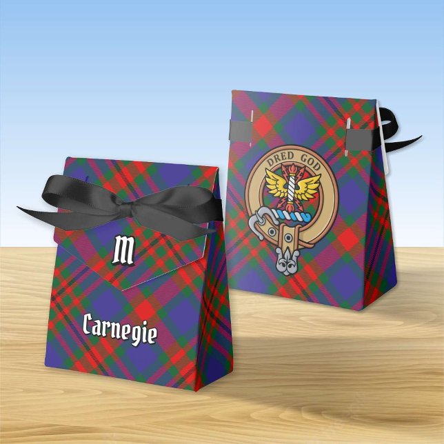 Caixinha De Lembrancinhas Clan Carnegie Crest sobre Tartan (Criador carregado)