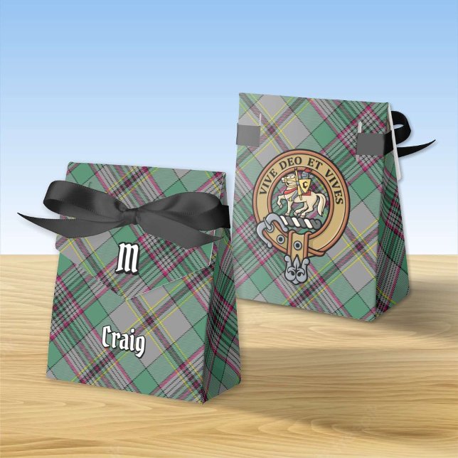 Caixinha De Lembrancinhas Clan Craig Crest over Tartan Favor Box (Criador carregado)
