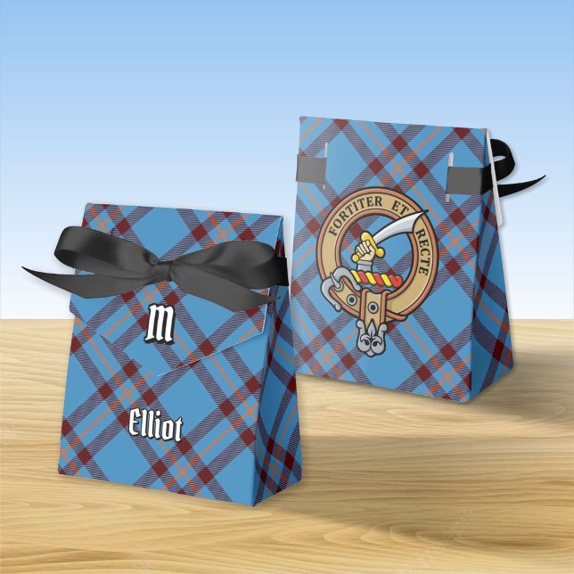 Caixinha De Lembrancinhas Clan Elliot Crest sobre o Antigo Tartan (Criador carregado)