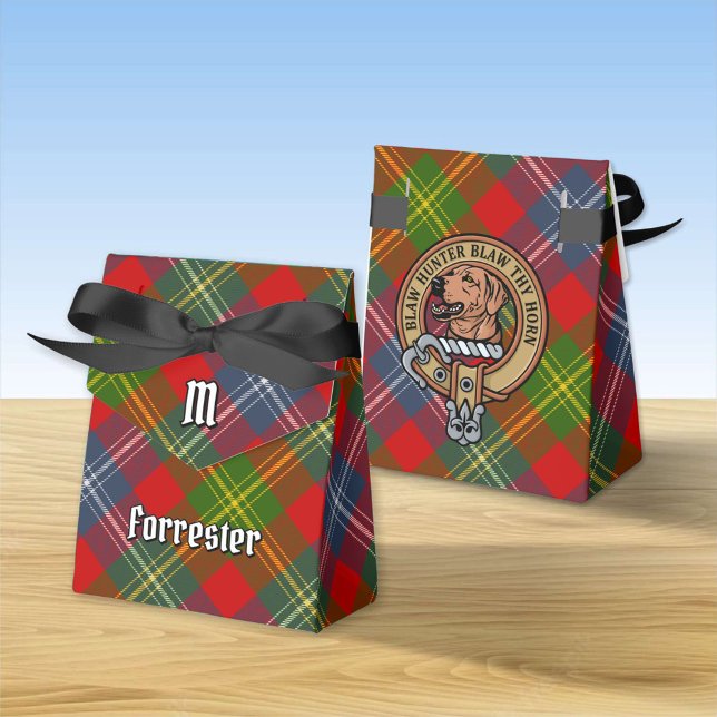 Caixinha De Lembrancinhas Clan Forrester Crest sobre Tartan (Criador carregado)