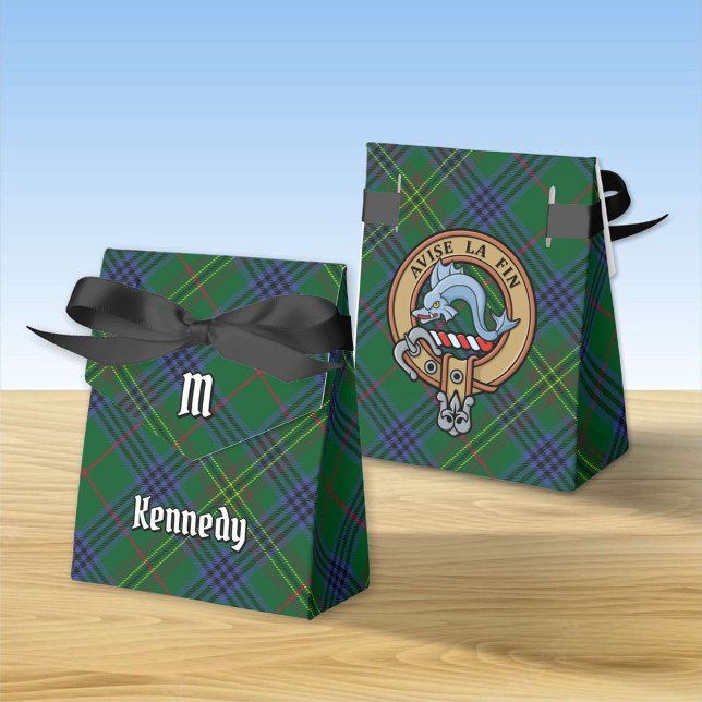Caixinha De Lembrancinhas Clan Kennedy Crest sobre Tartan (Criador carregado)