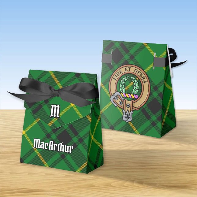 Caixinha De Lembrancinhas Clan MacArthur Crest sobre Tartan (Criador carregado)