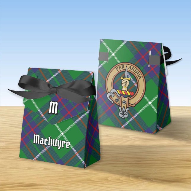 Caixinha De Lembrancinhas Clan MacIntyre Crest over Hunting Tartan Favor Box (Criador carregado)