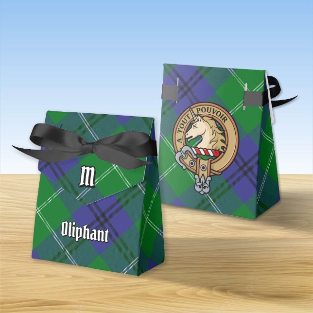 Caixinha De Lembrancinhas Clan Oliphant Crest sobre Tartan (Criador carregado)