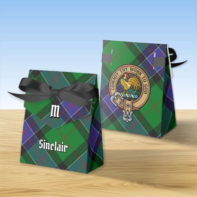 Caixinha De Lembrancinhas Clan Sinclair Crest sobre a Caça ao Tartan (Criador carregado)