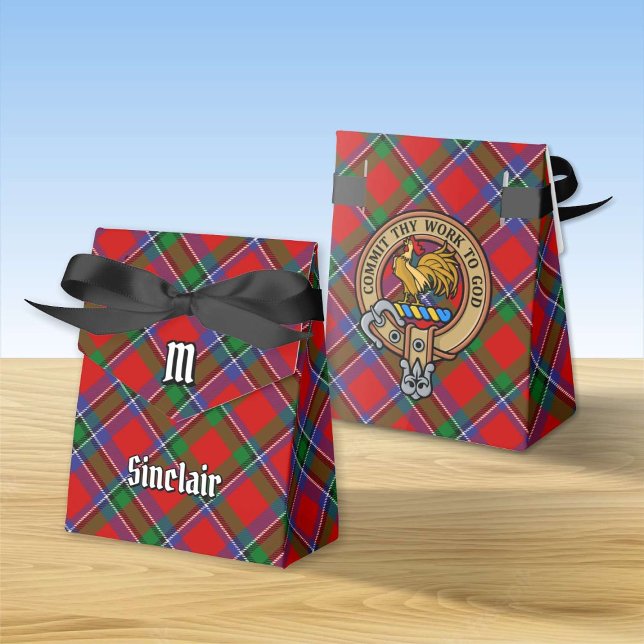 Caixinha De Lembrancinhas Clan Sinclair Crest sobre o Red Tartan (Criador carregado)