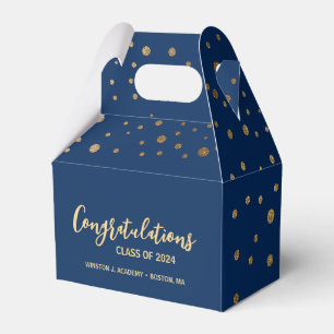 Caixinha De Lembrancinhas Classe de Parabéns de ouro azul de graduação de 20