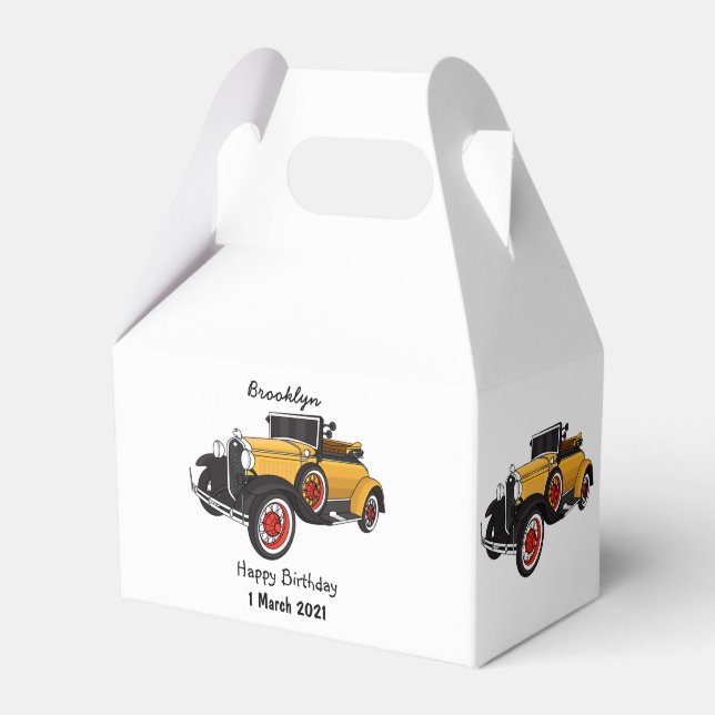 Caixinha De Lembrancinhas Classic yellow car 1931 (Frente)