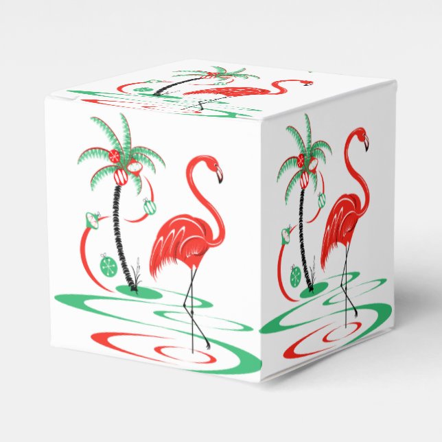Caixinha De Lembrancinhas Clássico de favoritos Flamingo de Natal Vermelho (Frente)