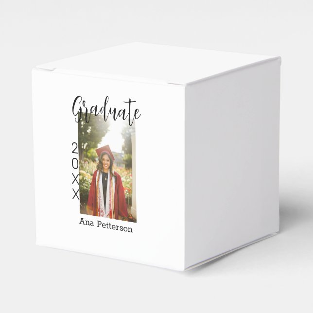 Caixinha De Lembrancinhas clássico moderno foto de graduação adicionar ano n (Frente)