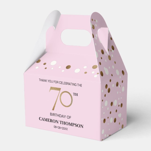 Caixinha De Lembrancinhas Classy Confetti, Dourado 70 rosa (Verso)