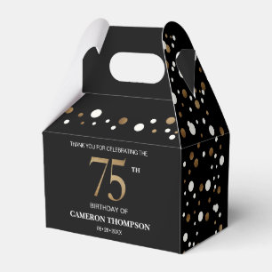 Caixinha De Lembrancinhas Classy Confetti Dourado Black 75 anos