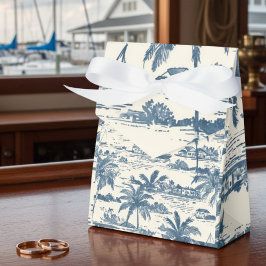 Caixinha De Lembrancinhas Coastal Toile Pattern Dusty Blue Wedding