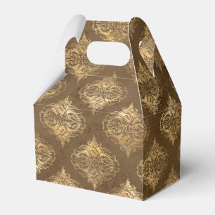 Caixinha De Lembrancinhas Cobre e Dourada Vintage Damask