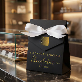 Caixinha De Lembrancinhas Código QR de Chocolatier em Grafia Preta Elegante 